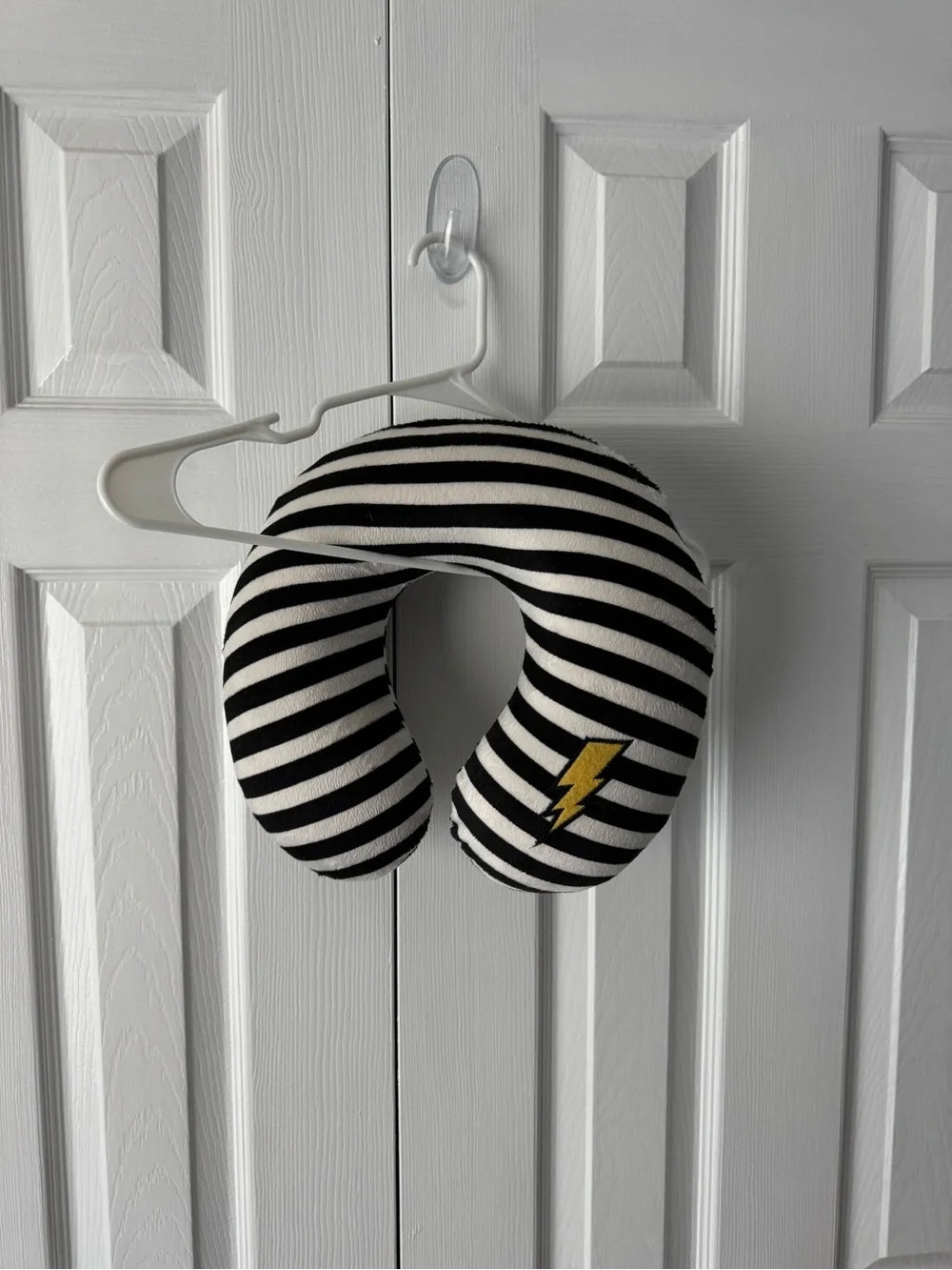 Striped Travel Neck Pillow Yellow Lightning Bolt Parisian Chic Vacation Flight